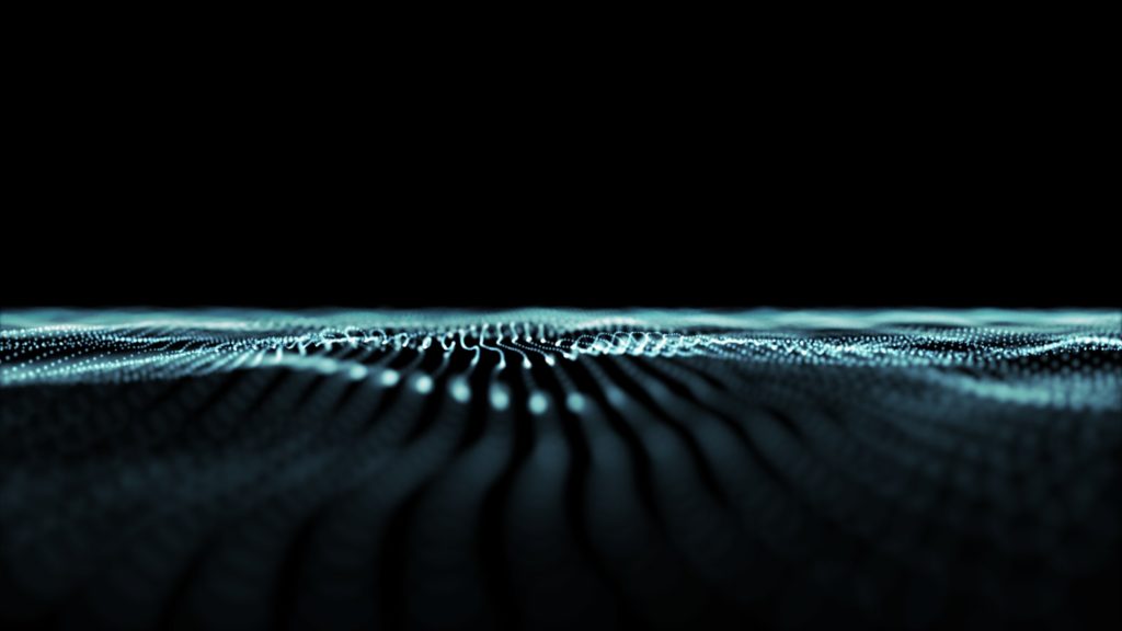 Abstract digital waves with flowing particles